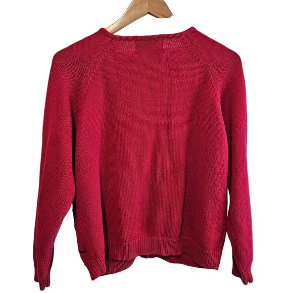 Vintage Tiara Cardigan Womens Large 90s Red Floral Beaded Holiday Party Glam - Picture 2 of 9